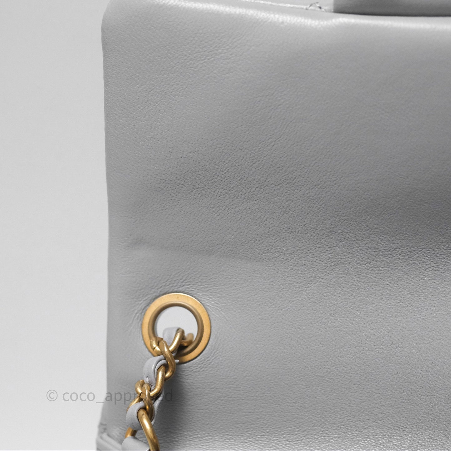 Chanel Mini Square Pearl Crush Quilted Grey Lambskin Aged Gold Hardware