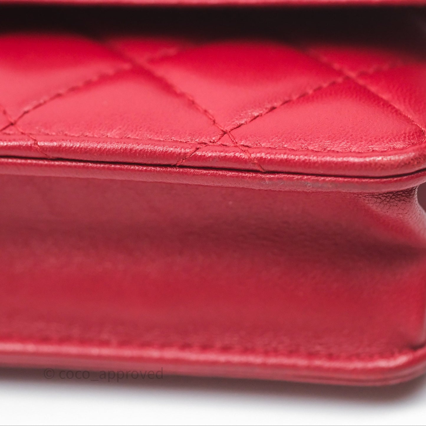 Chanel Boy Wallet on Chain WOC Red Lambskin Ruthenium Hardware