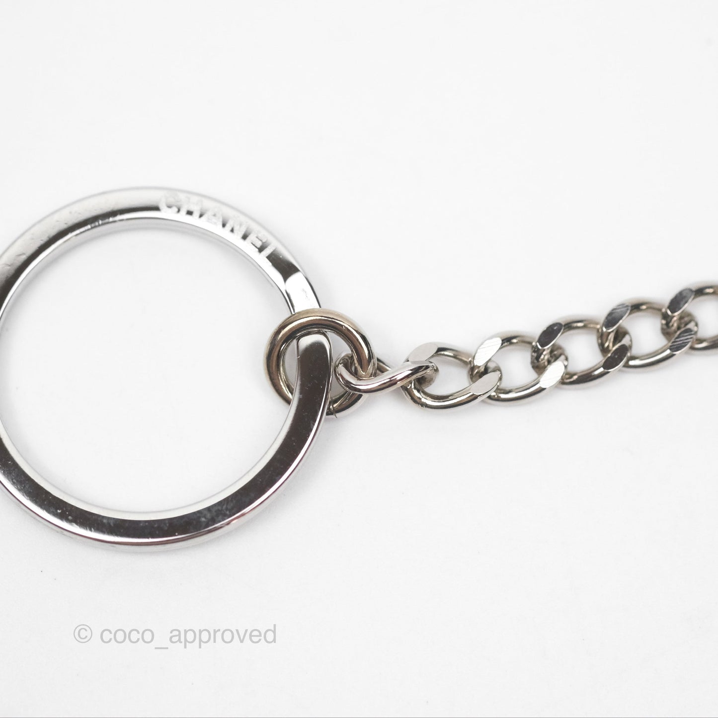 Chanel Key Holder Case Black Camellia Embossed Lambskin Silver Hardware