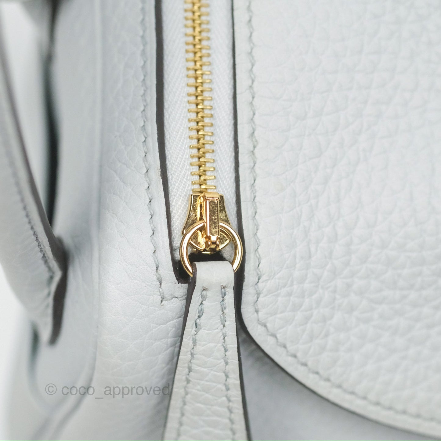 Hermès Mini Lindy 20 Bleu Pale Clemence Gold Hardware