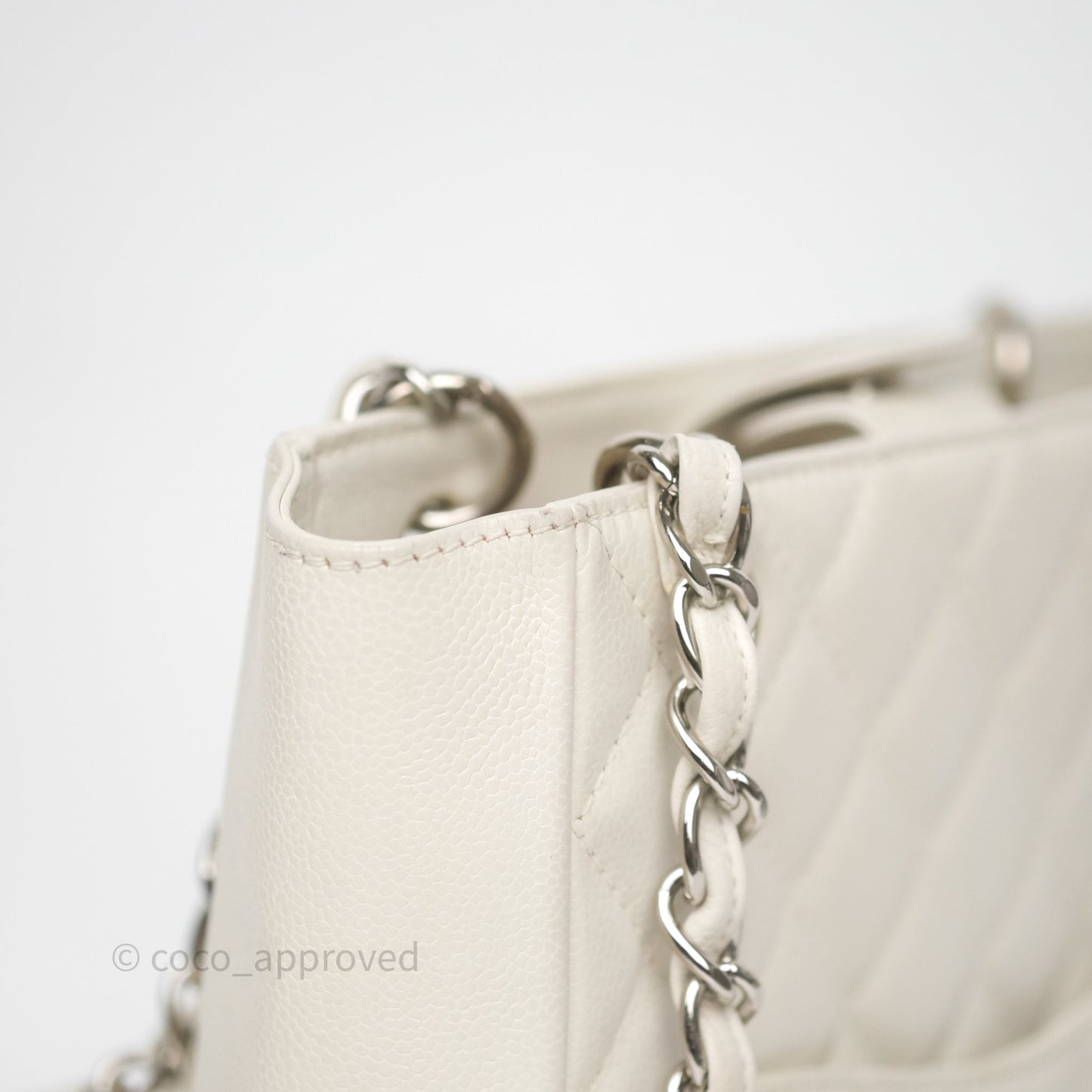 Chanel Vertical GST White Caviar Silver Hardware