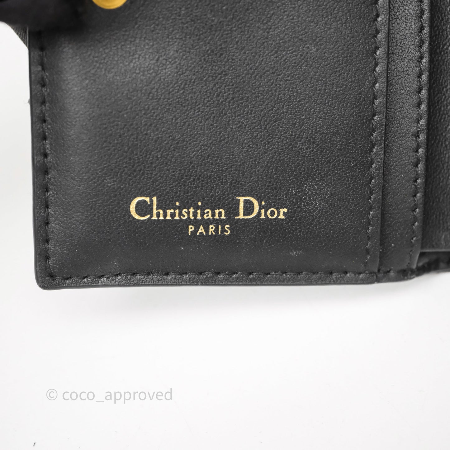 Christian Dior Caro Dahlia Wallet Black Calfskin Gold Hardware