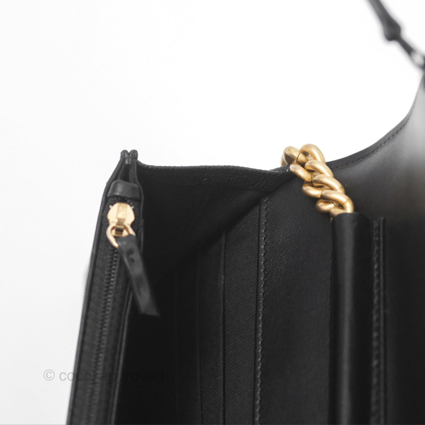 Chanel Quilted Boy Wallet on Chain WOC Black Caviar Age Gold Hardware