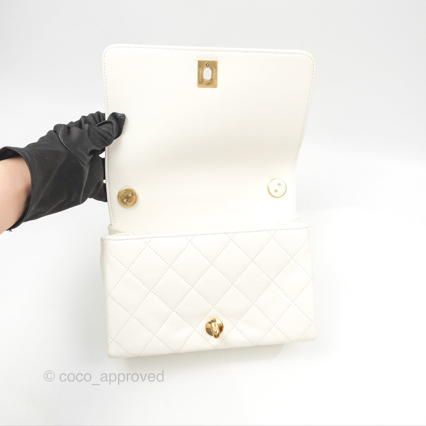 Chanel Mini Flap Bag with Enamel Charm Chain White Lambskin Gold Hardware