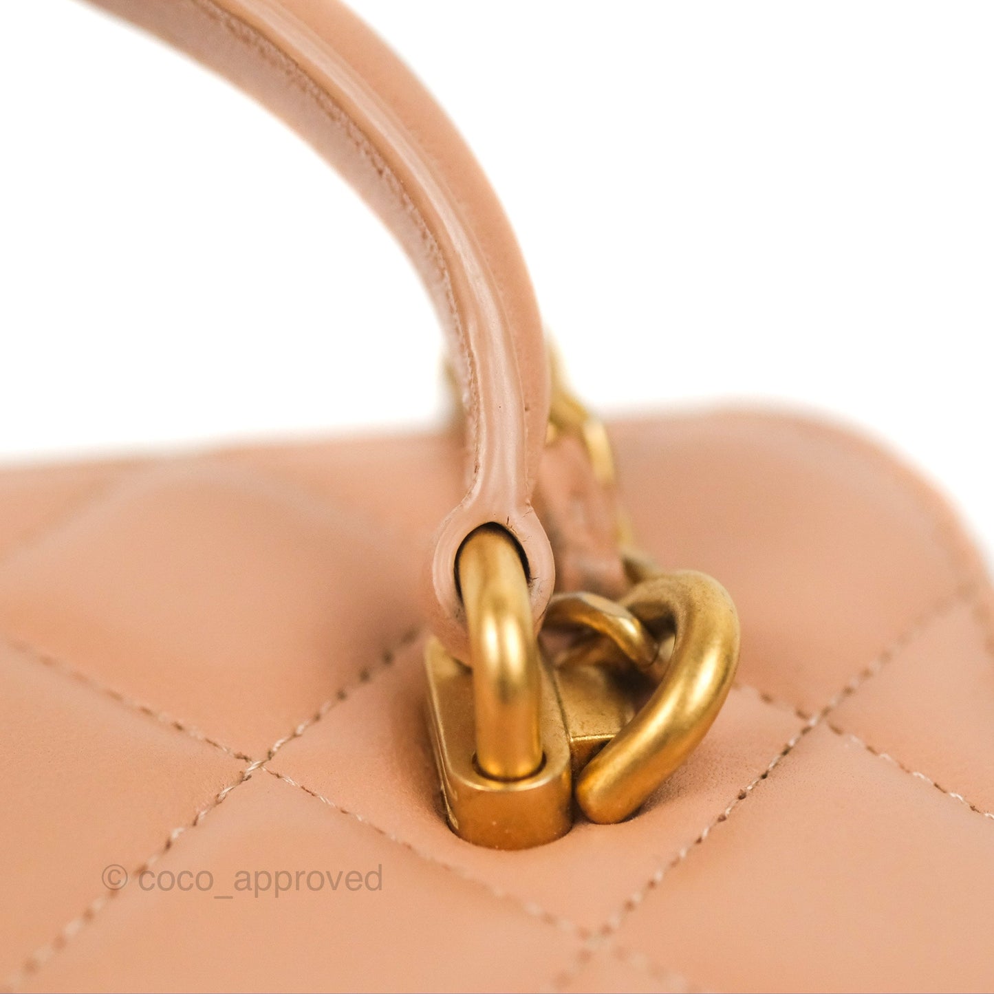 Chanel Vanity Rectangular Top Handle Beige Lambskin Gold Hardware