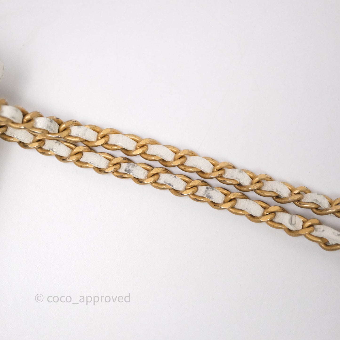 Chanel Mini Flap White Caviar Bag Double Chain Gold Hardware