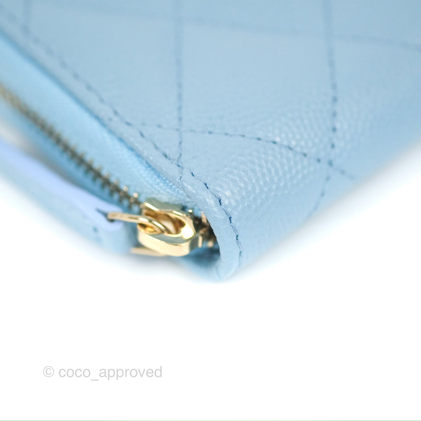 Chanel Classic Zipped Coin Purse Quilted Blue Caviar Gold Hardware