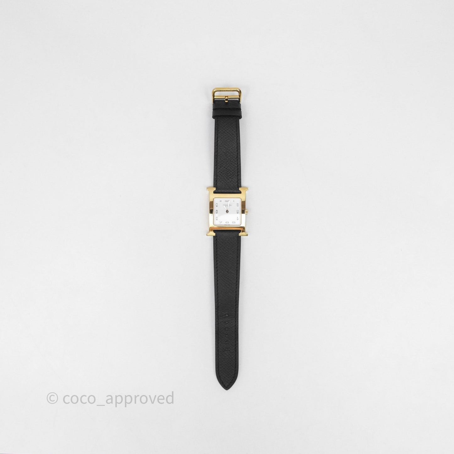 Hermès Heure H Watch Medium Model 30 mm Black Noir 89  Epsom Gold Hardware