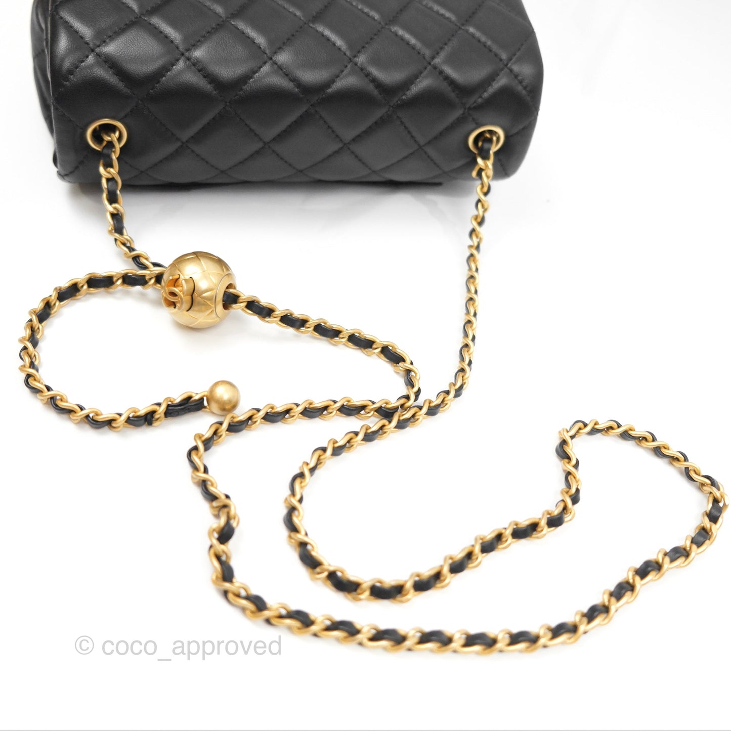 Chanel Pearl Crush Mini Rectangular Quilted Black Lambskin Aged Gold Hardware