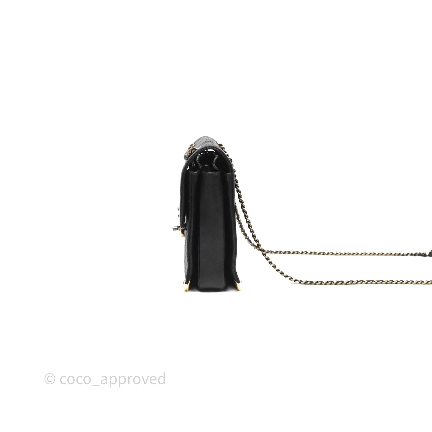 Chanel Quilted Flap Bag Black Calfskin Aged Gold Hardware