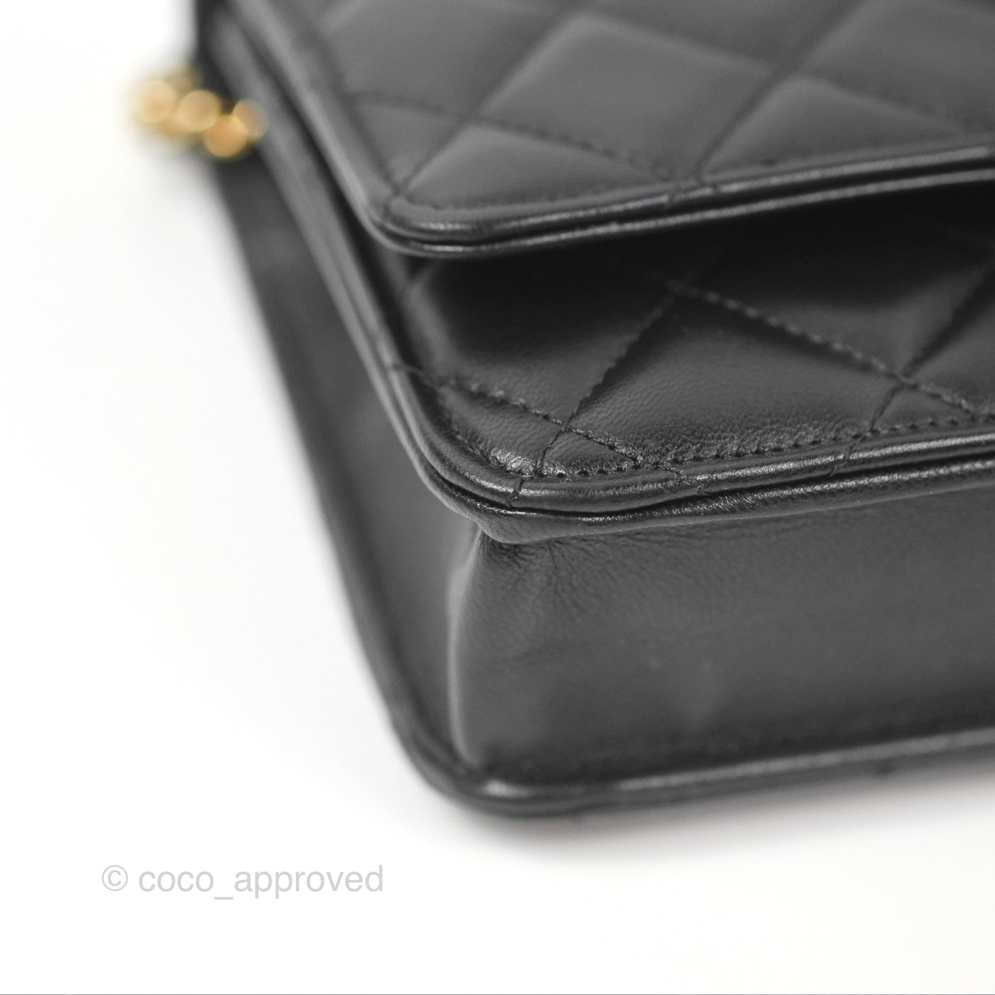 Chanel Classic Quilted Wallet on Chain WOC Black Lambskin Gold Hardware