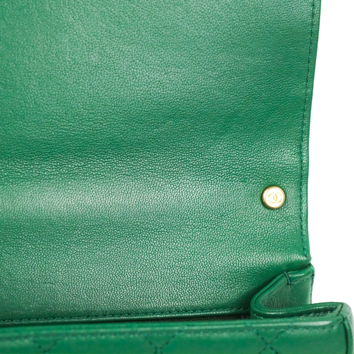 Chanel Chain Infinity Top Handle Bag Green Lambskin Aged Gold Hardware