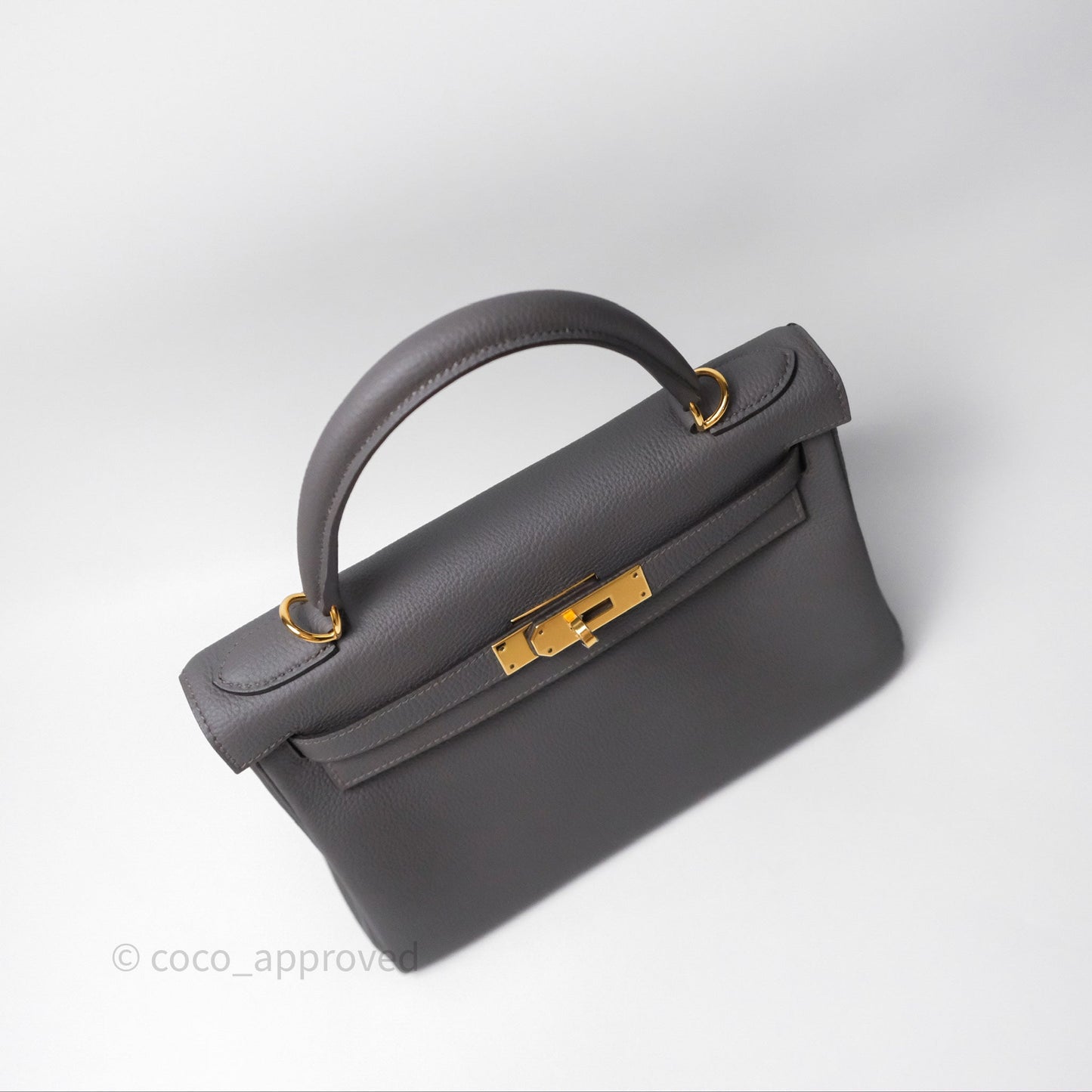 Hermès Kelly II 28 Retourne Etain 8F Togo Gold Hardware