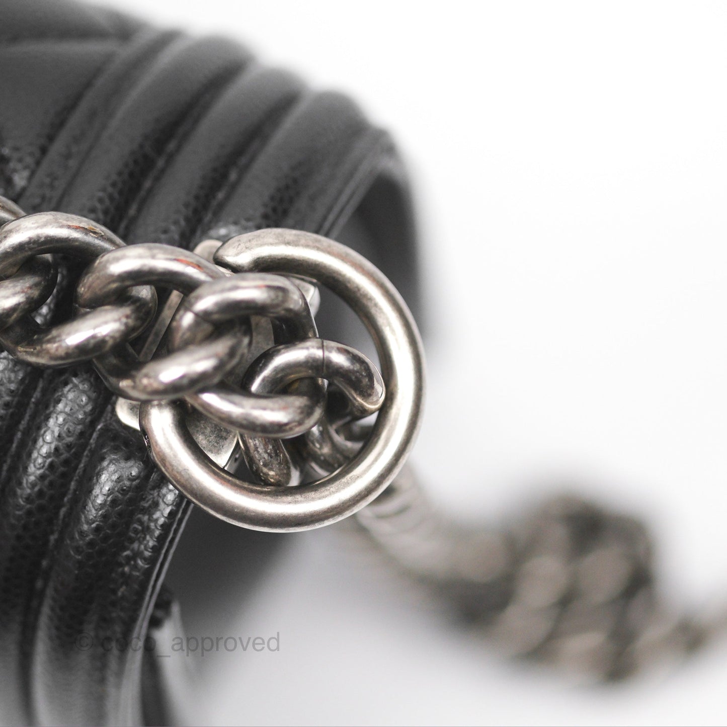 Chanel Medium Boy Quilted Black Caviar Ruthenium Hardware