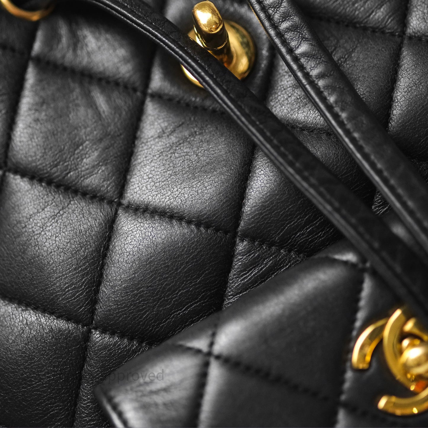 Chanel Vintage CC Duma Backpack Black Lambskin 24K Gold Hardware