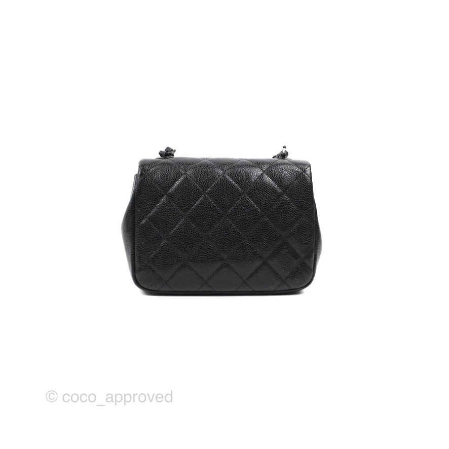 Chanel Quilted Mini Square Flap Bag So Black Caviar Incognito