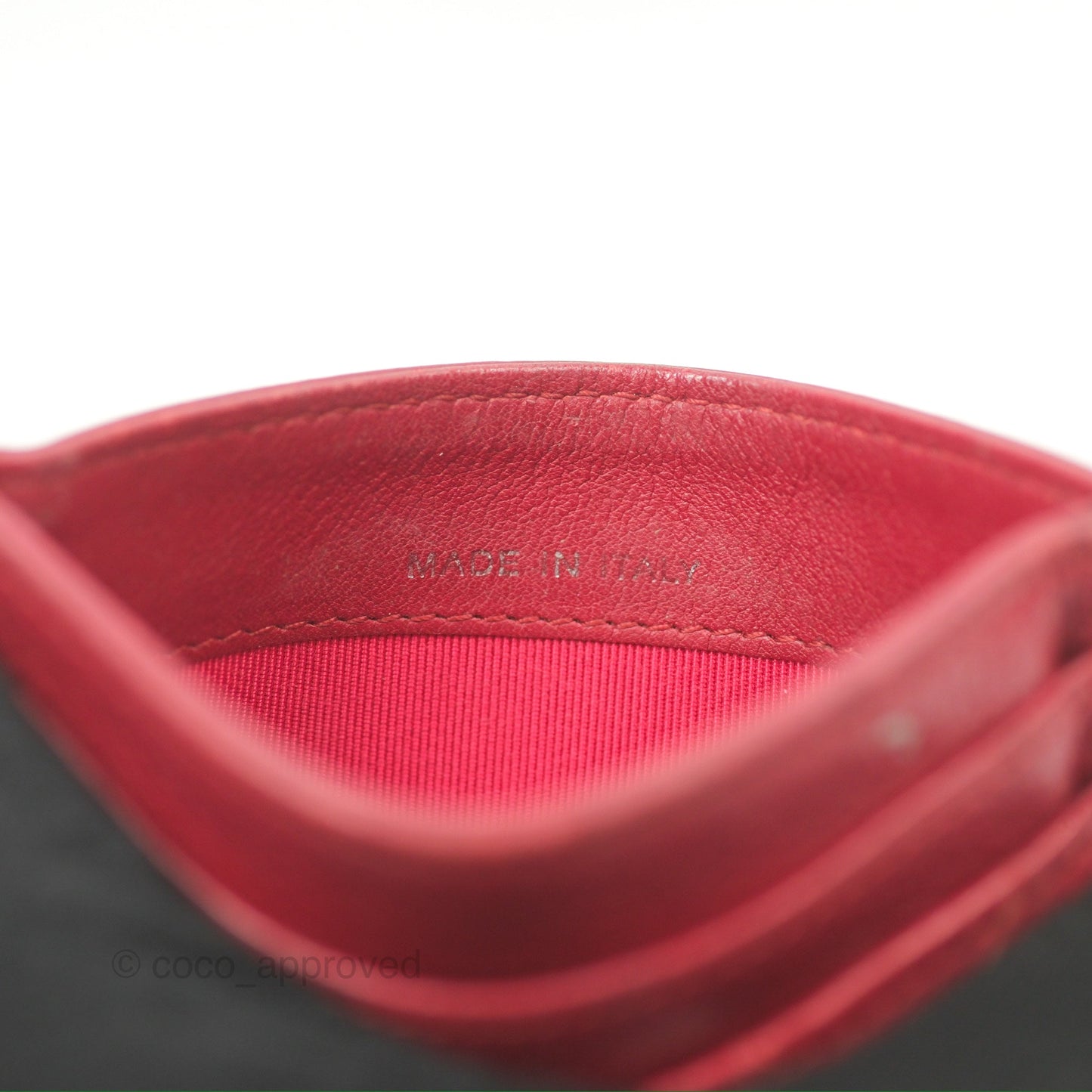 Chanel Classic Flat Card Holder Red Caviar Silver Hardware