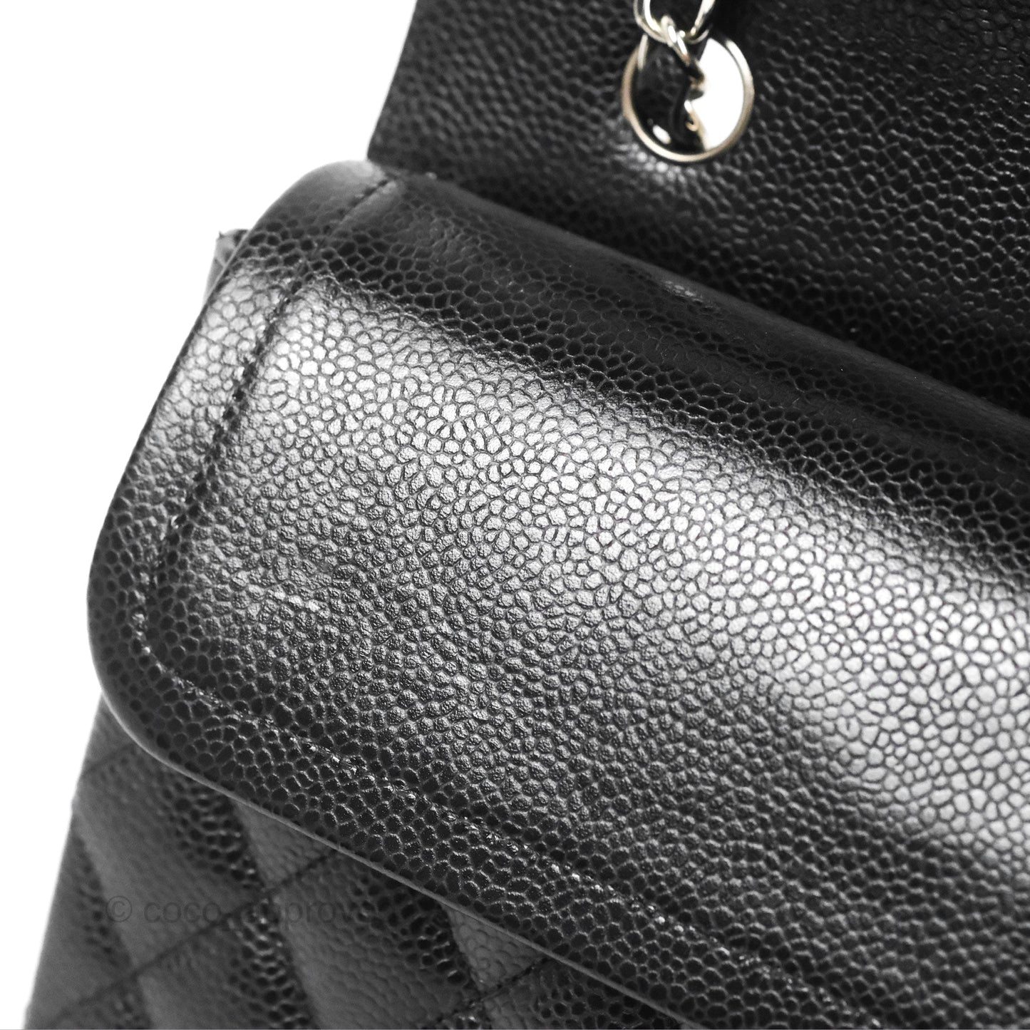 Chanel Classic M/L Medium Flap Quilted Black Caviar Silver Hardware