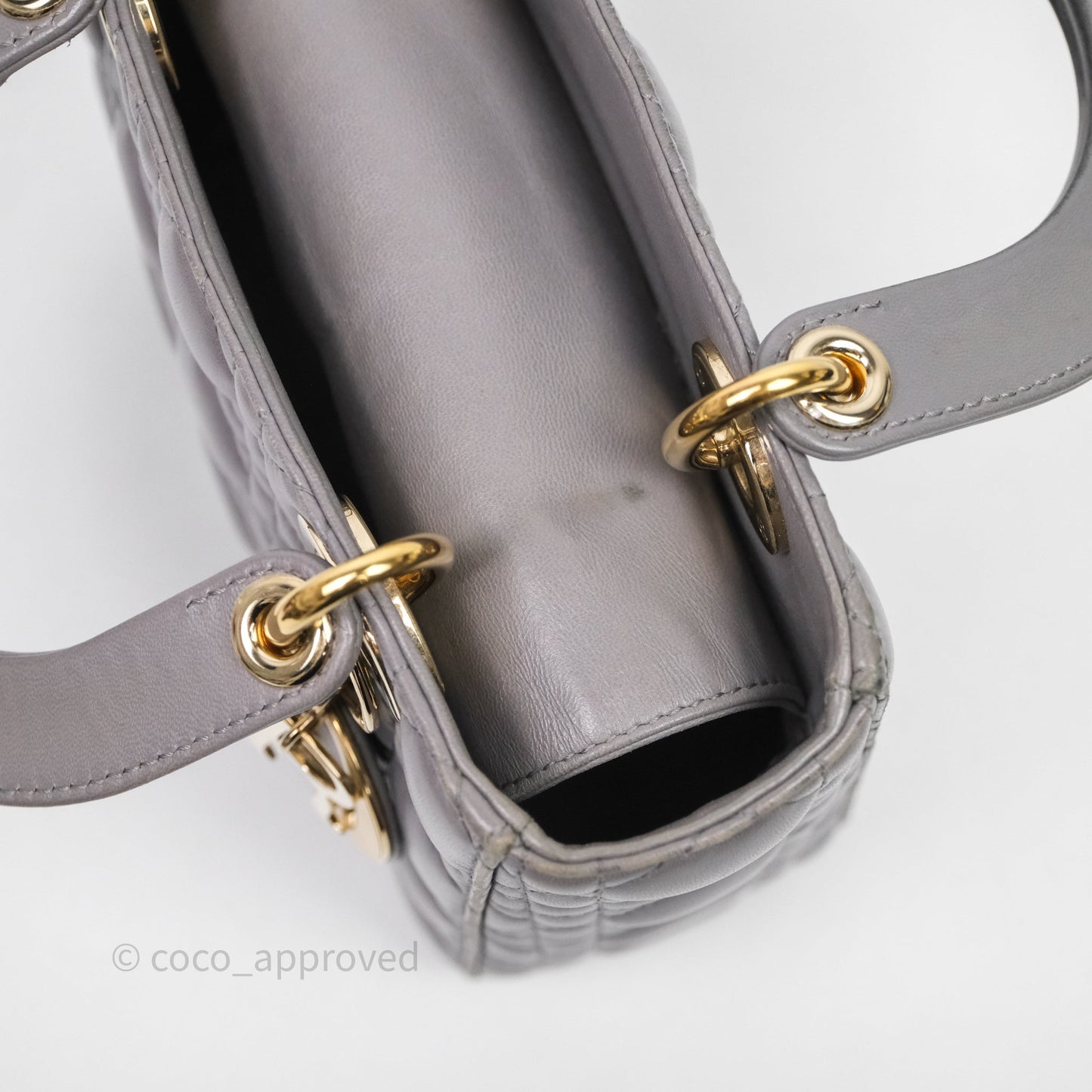 Christian Dior Small Lady Dior My ABCDior Bag Stone Gray Cannage Lambskin