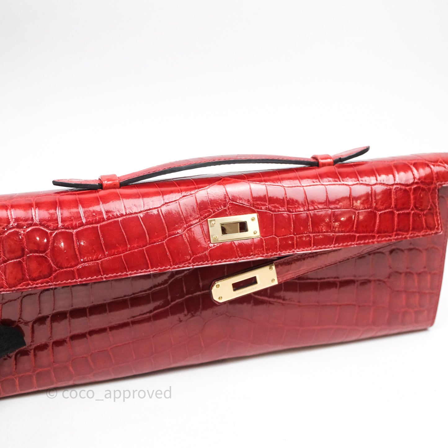 Hermes Kelly Cut Rouge H Shiny Niloticus Crocodile Gold Hardware