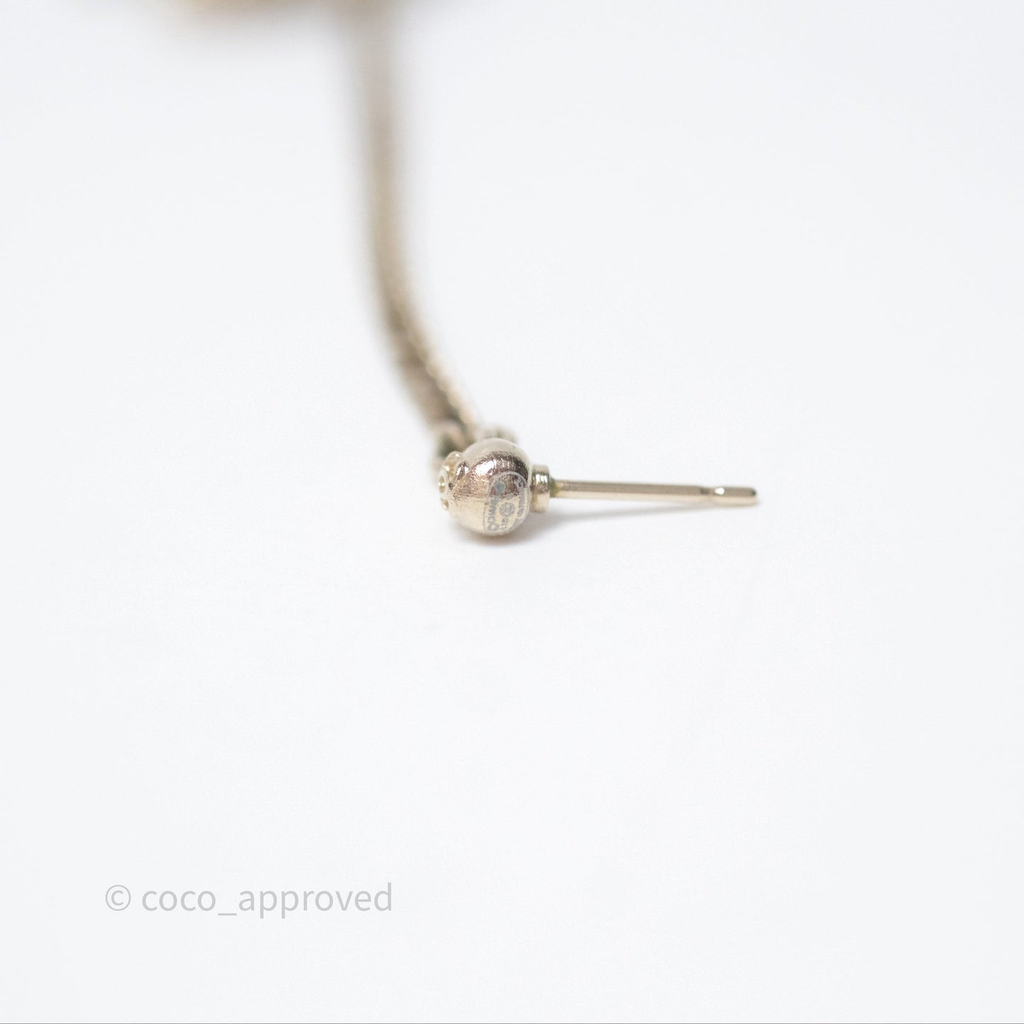Chanel Crystal CC Long Drop Earrings Gold Tone 19A
