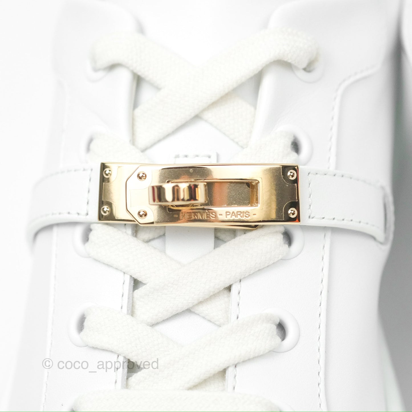 Hermès Day Sneakers White Calfskin Gold Hardware Size 35