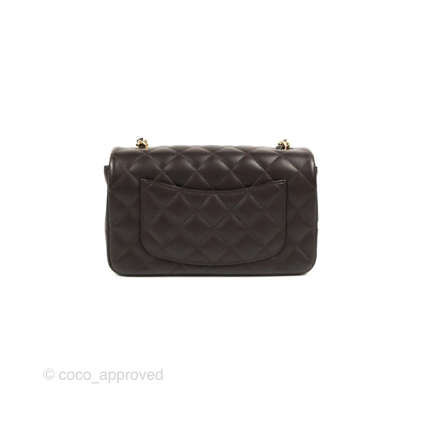 Chanel Quilted Mini Rectangular Chocolate Brown Lambskin Gold Hardware
