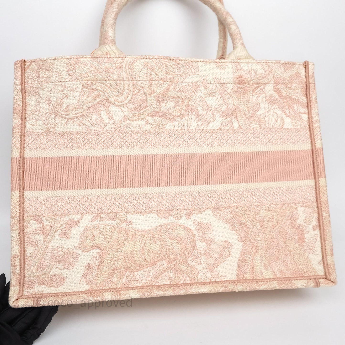 Christian Dior Medium Book Tote Ecru and Pink Toile de Jouy Embroidery