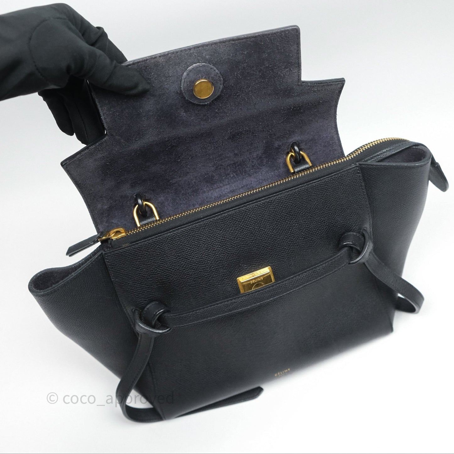 Celine Micro Belt Bag Black Grained Calfskin Gold Hardware