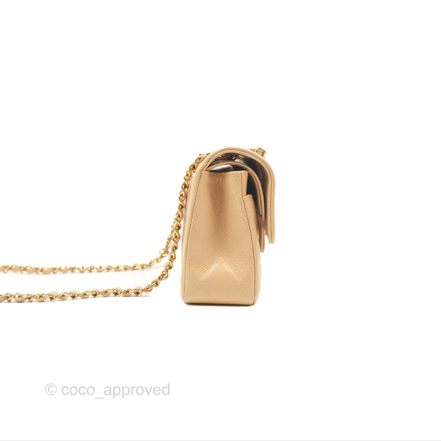 Chanel Small Quilted Classic Flap Beige Caviar Gold Hardware