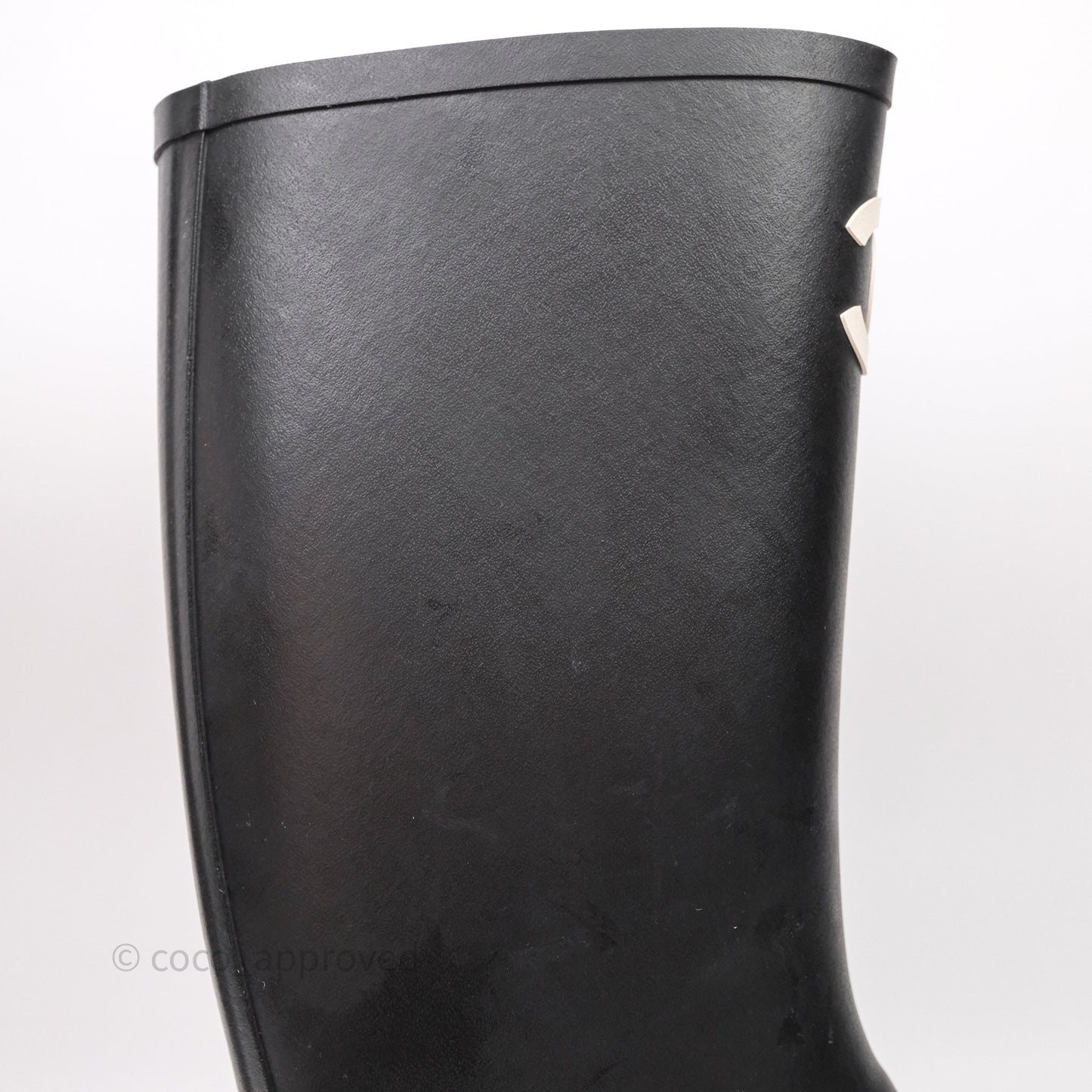 Chanel CC Black Rubber Rain Boots Size 39