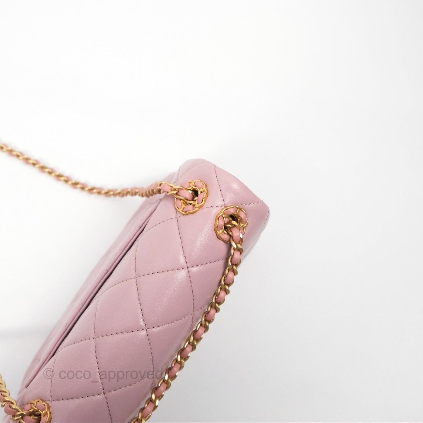 Chanel Flap Bag Dusty Pink Lambskin Aged Gold Hardware 24P