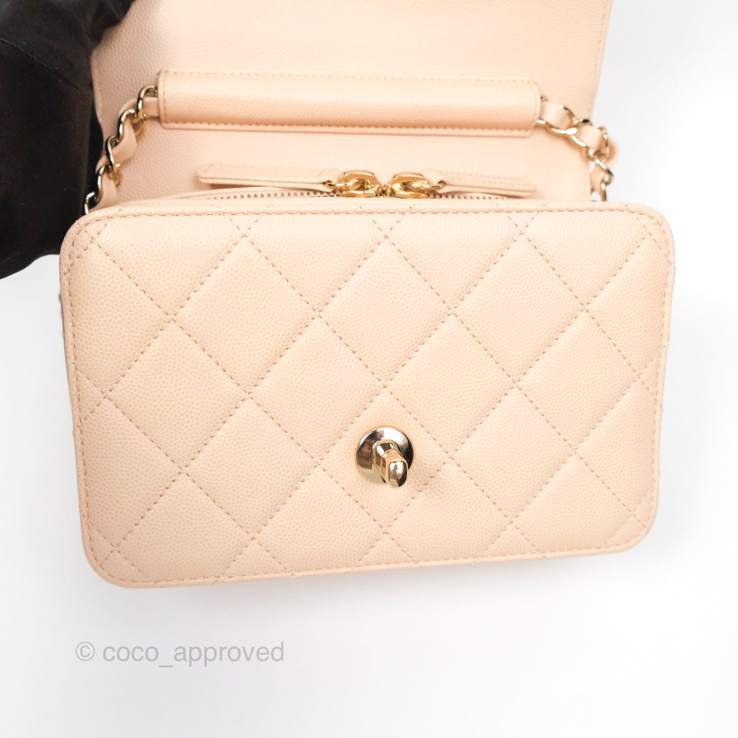Chanel Quilted Small Like The Wallet Flap Light Beige Pink Caviar Light Gold Hardware 22C