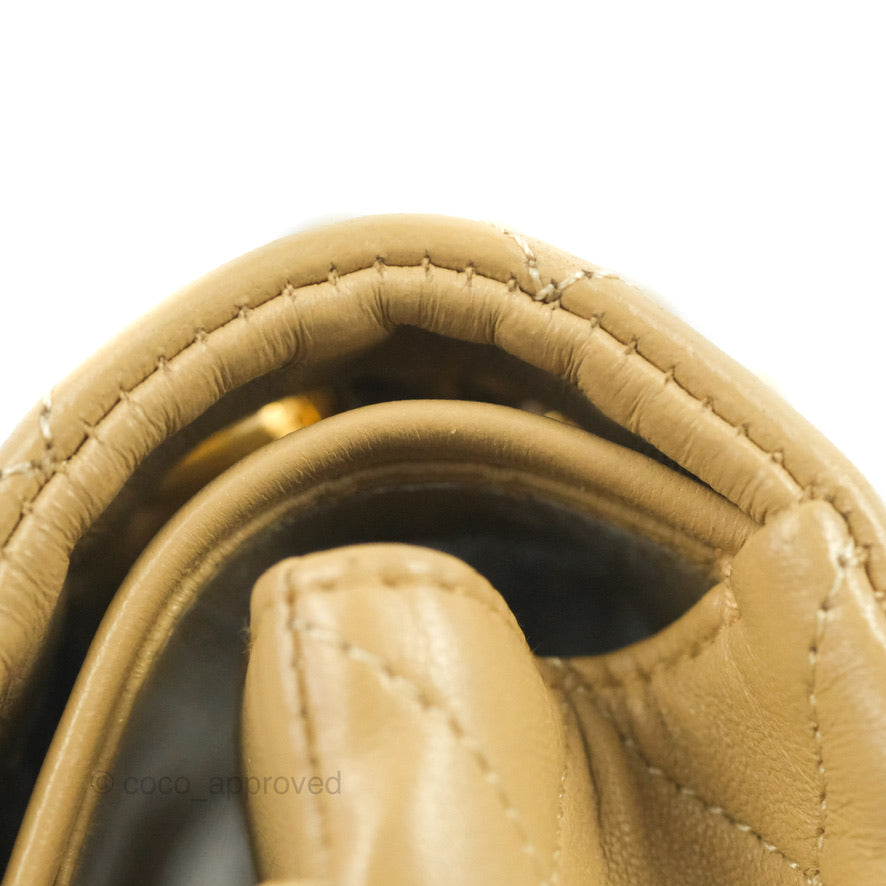Chanel Classic Vintage Small Flap Dark Beige Lambskin 24K Gold Hardware