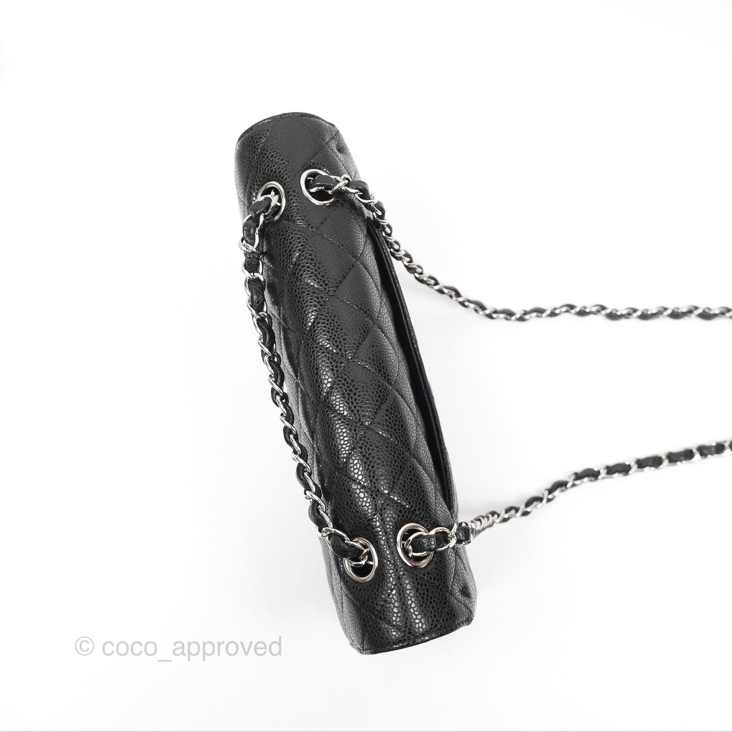 Chanel Classic M/L Medium Flap Quilted Black Caviar Silver Hardware