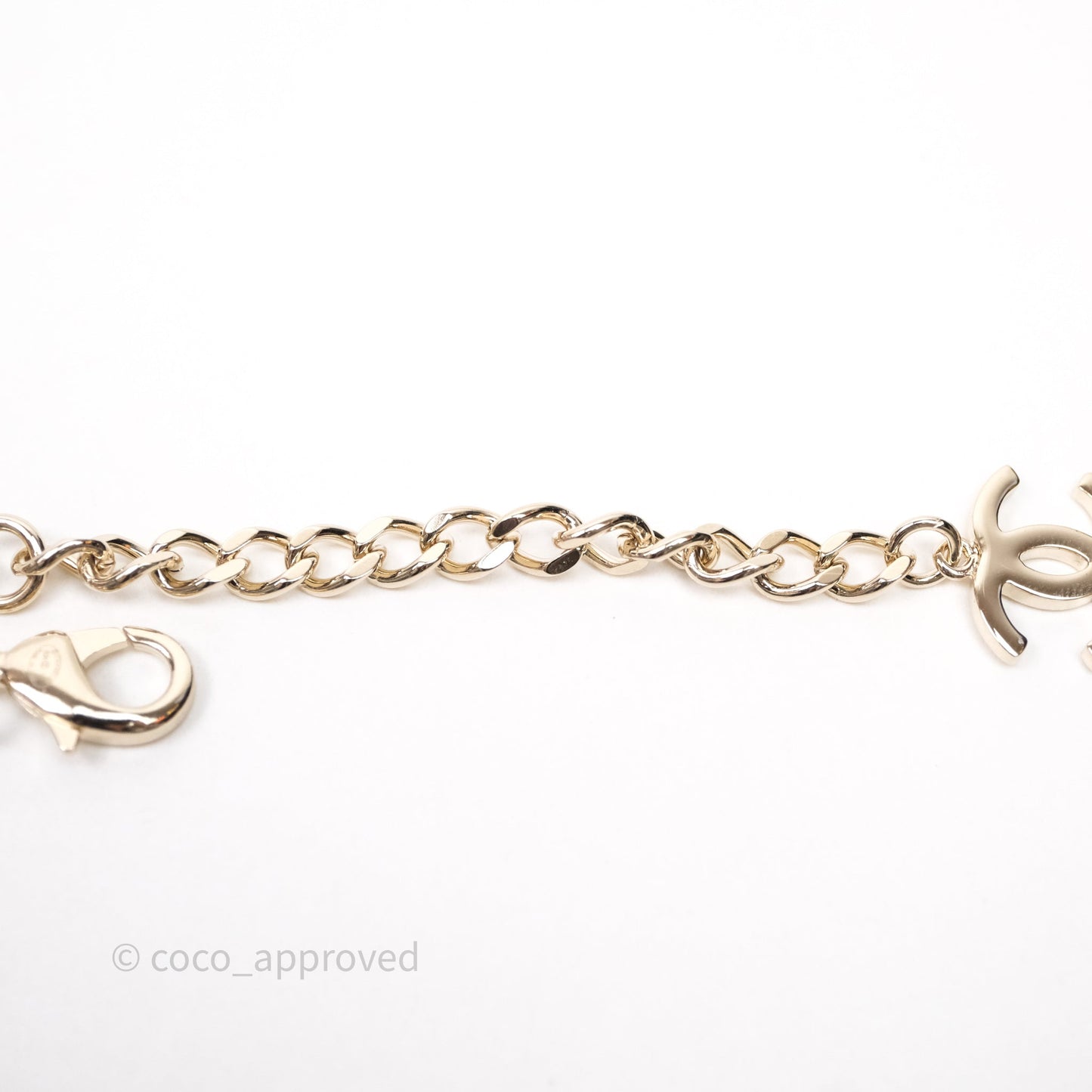 Chanel Silver CC Crystal Chain Choker Gold Tone 24V