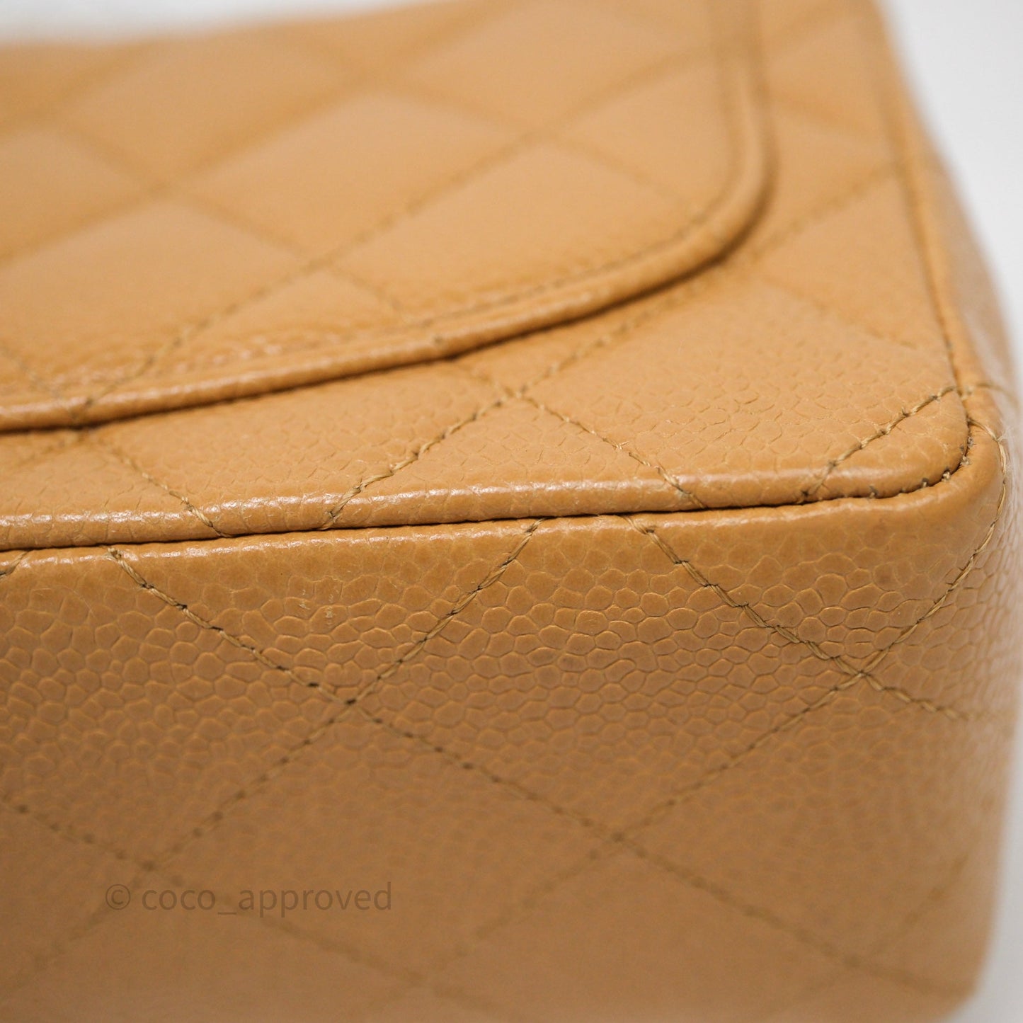 Chanel Vintage Mini Square Beige Caviar Gold Hardware