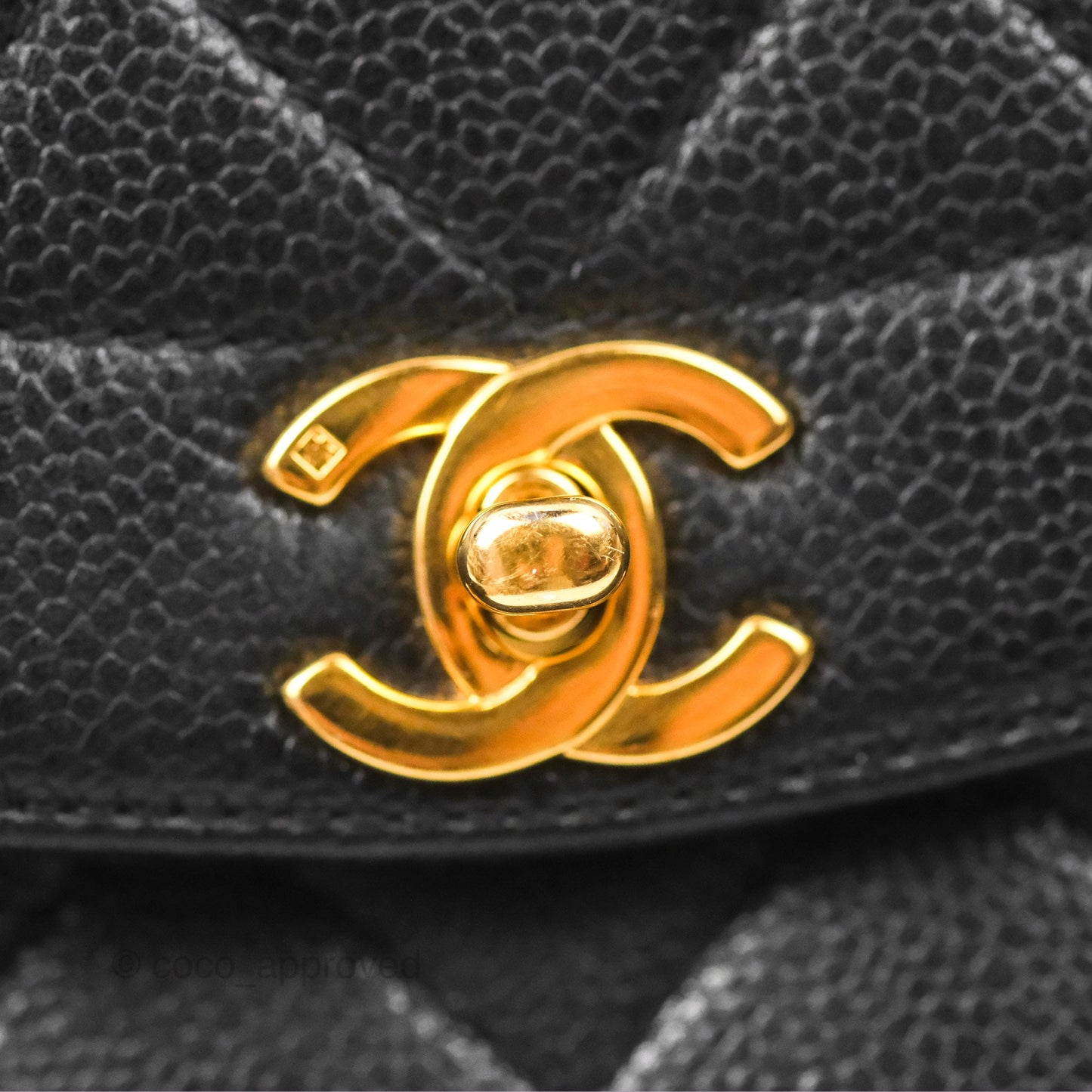 Chanel Shoulder Vintage Black Caviar 24K Gold Hardware