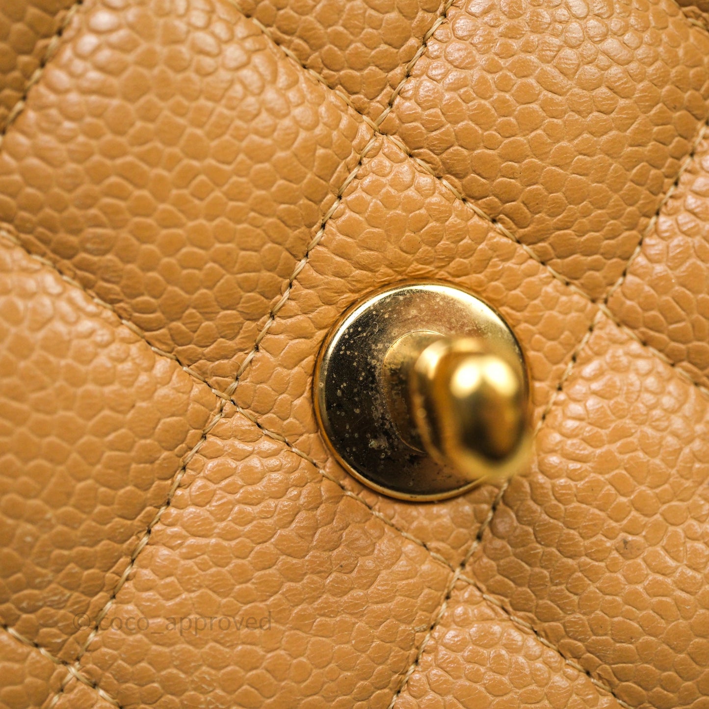 Chanel Vintage Small Classic Flap Beige Claire Caviar 24K Gold Hardware