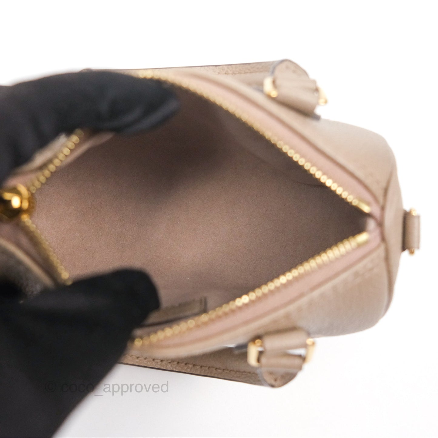Louis Vuitton Nano Speedy Monogram Empreinte Dove/Cream