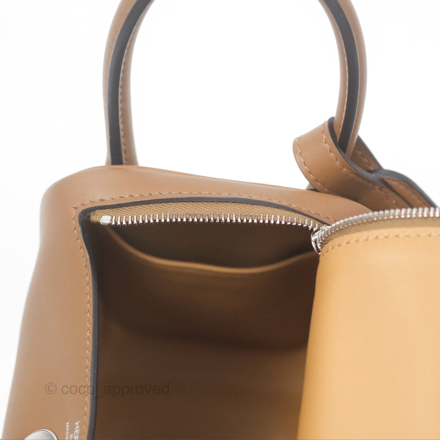 Hermès Mini Lindy 20 Verso Swift Alezan 3G / Biscuit 48 Palladium Hardware