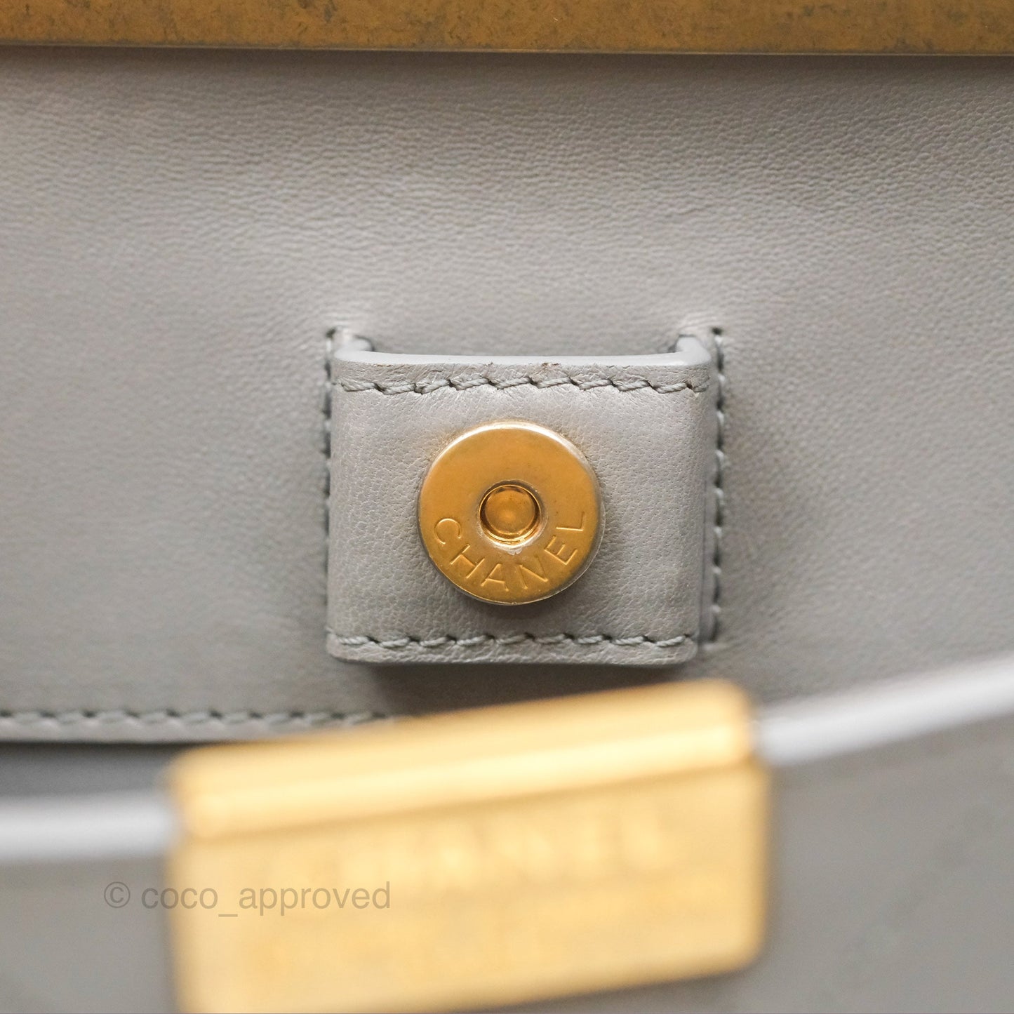 Chanel Small Quilted Coco Luxe Flap Bag Grey Calfskin Aged Gold Hardware