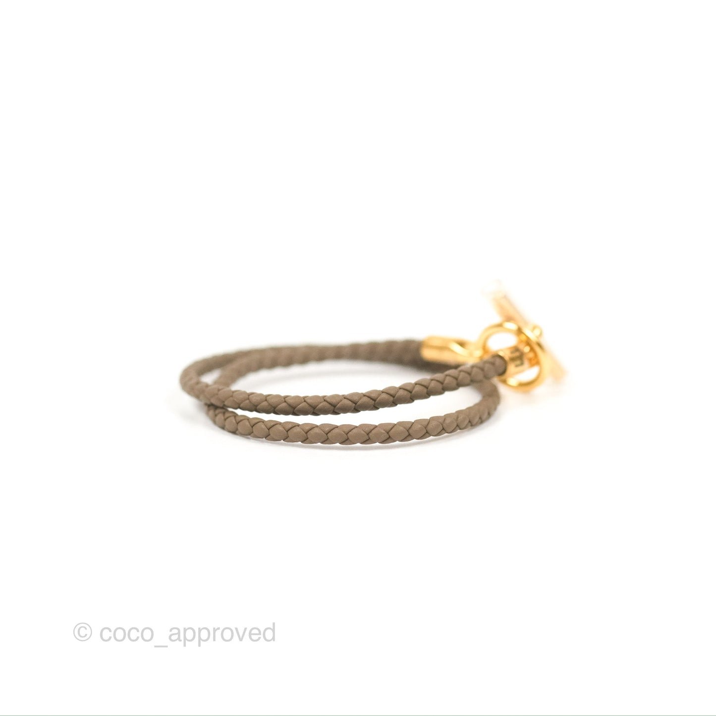 Hermes Glenan Double Tour Bracelet Étoupe Gold Hardware
