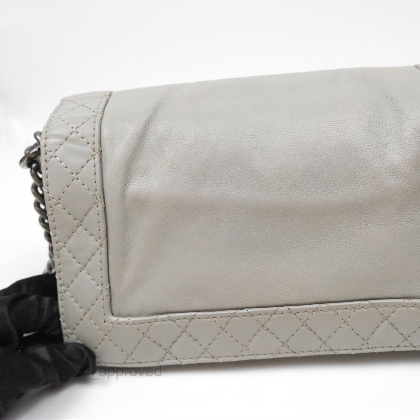 Chanel Medium Boy Reverso Flap Light Grey Calfskin Ruthenium Hardware
