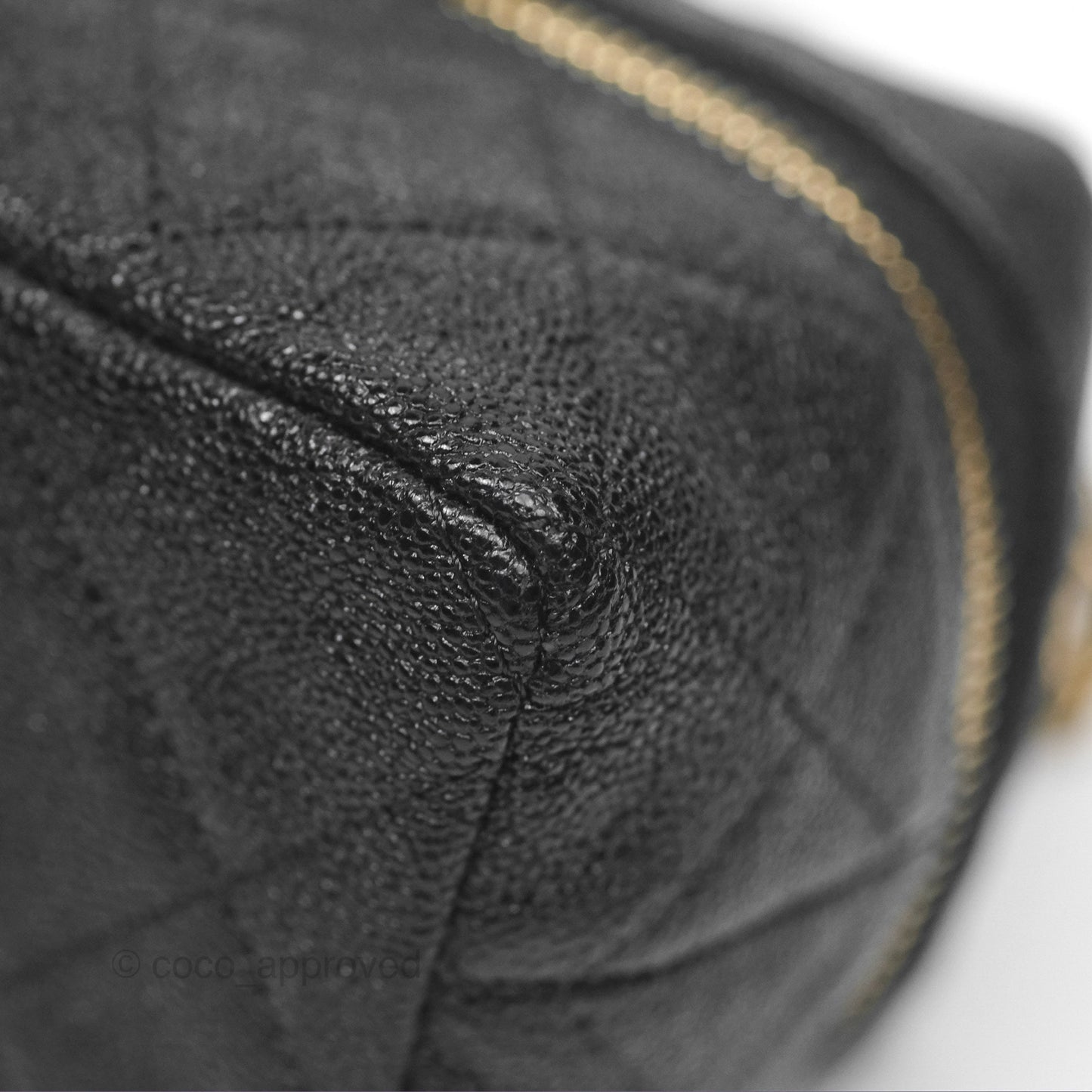 Chanel Quilted Mini Top Handle Vanity With Chain Black Caviar Aged Gold Hardware