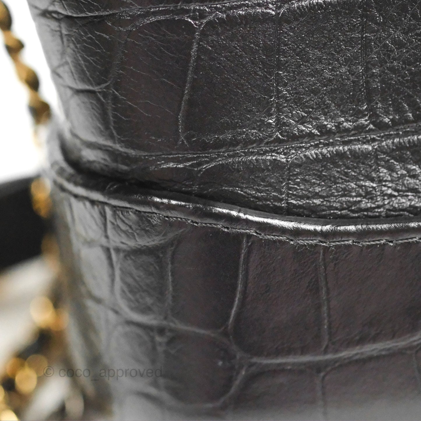 Chanel Small Gabrielle Hobo with Logo Handle Black Croc Embossed Calfskin