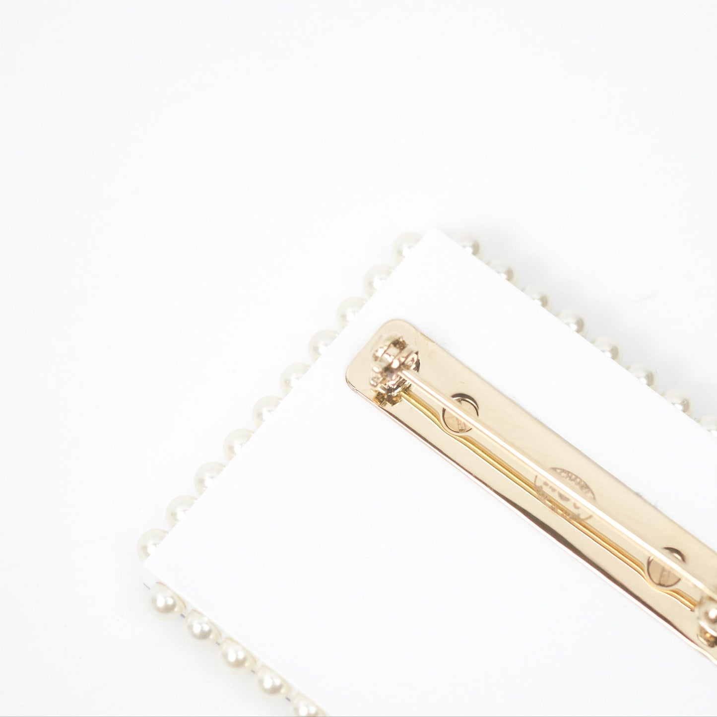 Chanel CC Postcard Pearl Brooch Gold Tone 19C