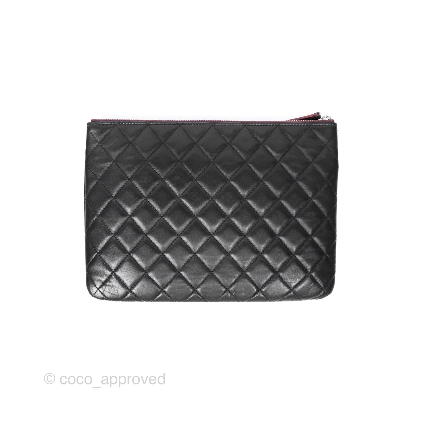 Chanel Flap O Case Clutch Black Lambskin Silver Hardware