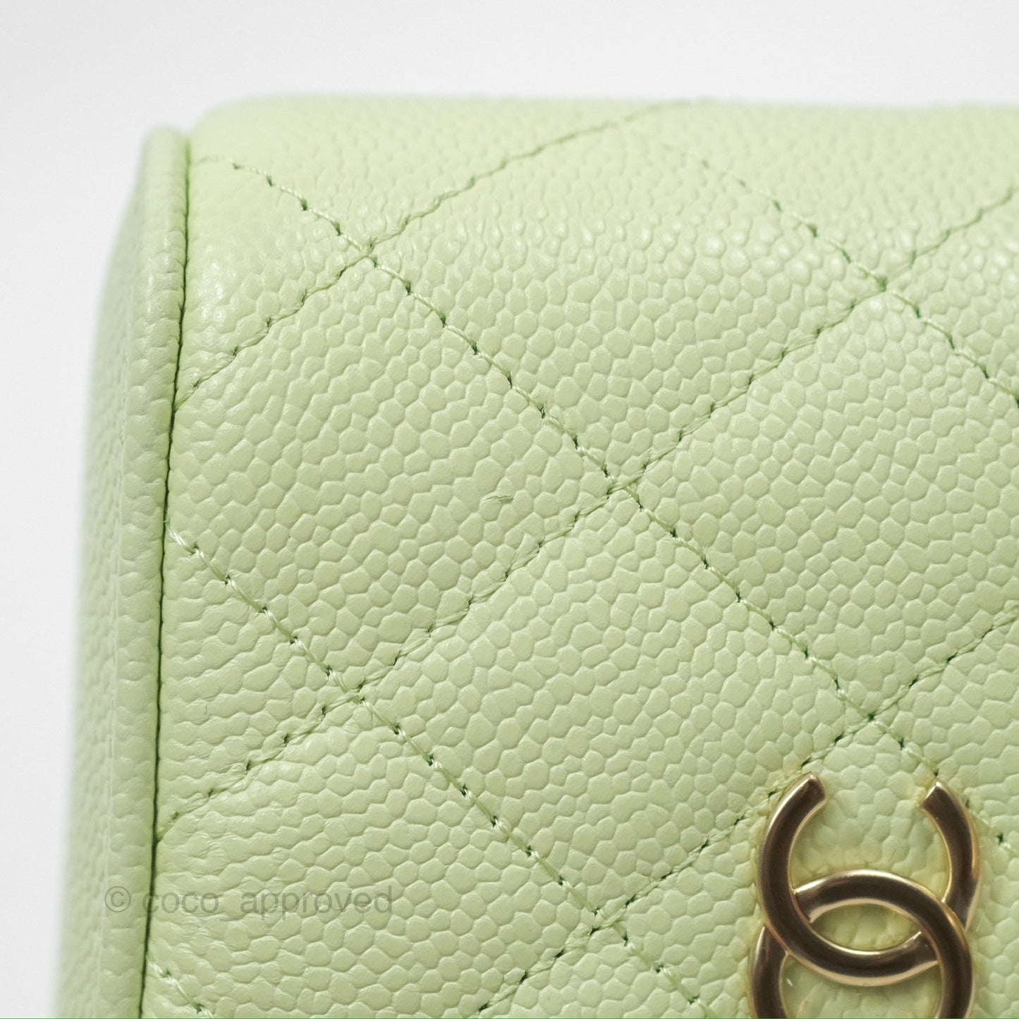 Chanel Quilted Small Handle With Care Vanity Case With Chain Green Caviar Gold Hardware