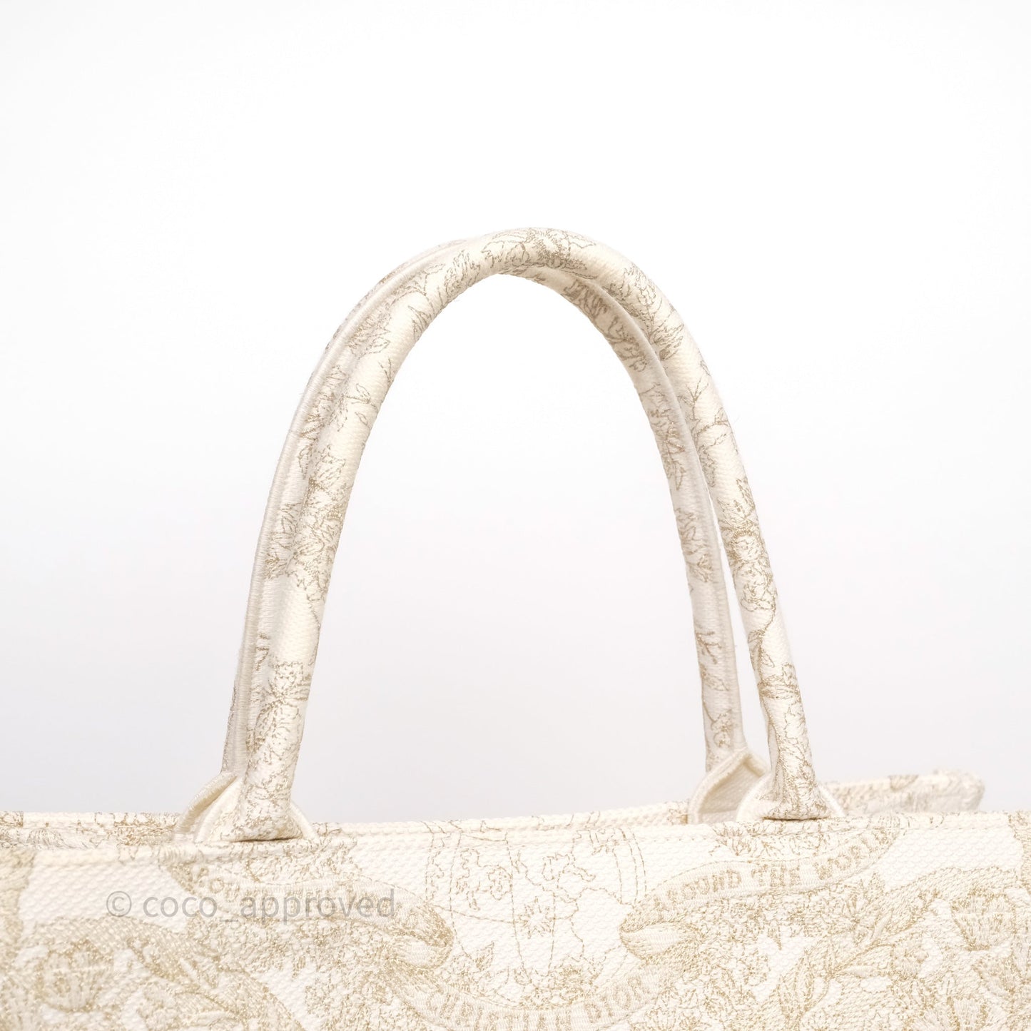 Christian Dior Medium Book Tote Latte Embroidery With Gold-Tone Metallic